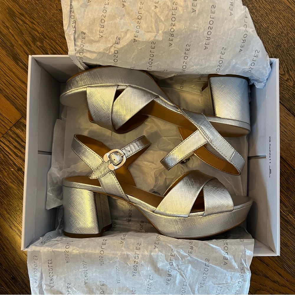 AEROSOLES Cosmos Metallic Platform Sandals